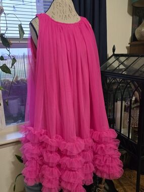 Beulah Hot Pink Ruffled Tulle Mini Dress